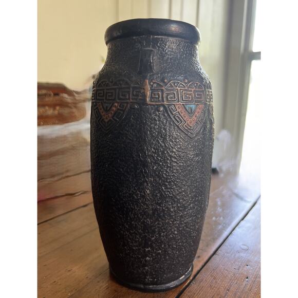 Vintage Japanese Tokanabe Textured Black Pottery 10" Tall Art Nouveau 1923 - Picture 2 of 5